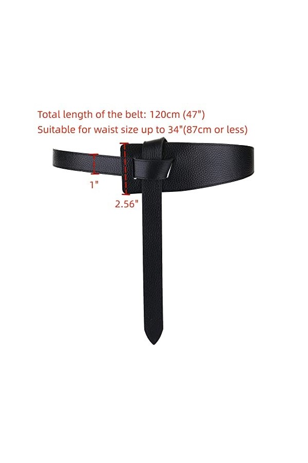 IWFTC Ceintures en cuir pour femme pour jeans, robes, ceinture tendance pour femme, noir, 120 cm