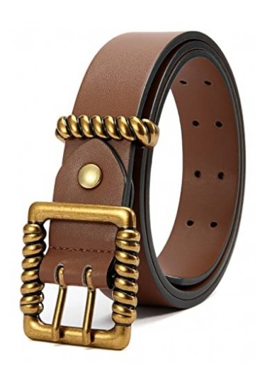 Ceinture en cuir synthétique pour femme – CR 3 cm de largeur – Ceinture décontractée pour jeans – Ceinture tendance pour femm