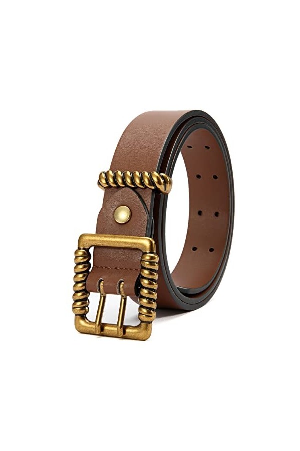 Ceinture en cuir synthétique pour femme – CR 3 cm de largeur – Ceinture décontractée pour jeans – Ceinture tendance pour femm