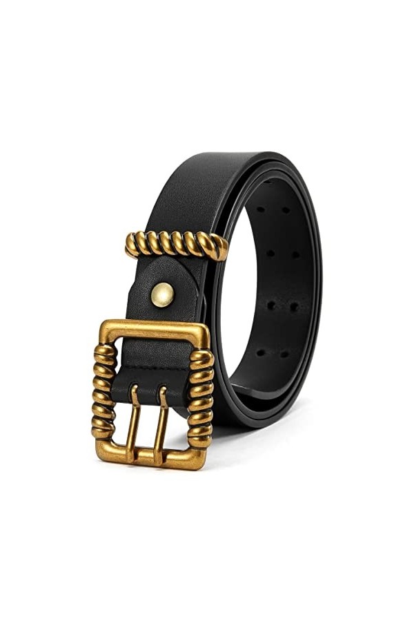 Ceinture en cuir synthétique pour femme – CR 3 cm de largeur – Ceinture décontractée pour jeans – Ceinture tendance pour femm