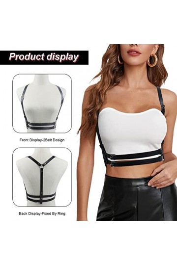 DERLOW Ceinture de taille punk en cuir synthétique pour femme avec 2 ceintures et 3 ceintures Noir, One Size, Polyuréthane, T