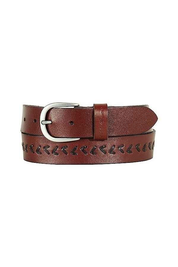 Eddie Bauer Ceinture en Cuir avec Lacets au Milieu, Marron Clair, XL Femme