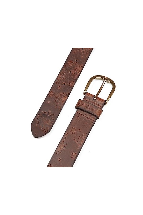 Eddie Bauer Ceinture en Cuir pour Femme Motif Floral Marron Clair Taille, Peau