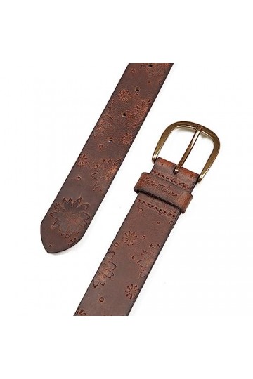 Eddie Bauer Ceinture en Cuir pour Femme Motif Floral Marron Clair Taille XL, Peau