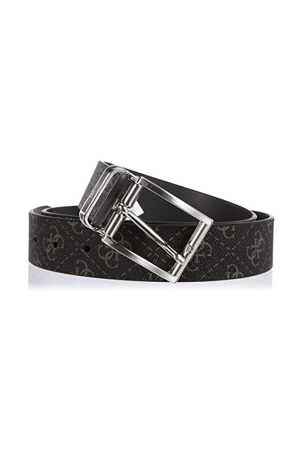 Guess Vezzola Ceinture en Cuir, Noir foncé, Taille Unique Homme