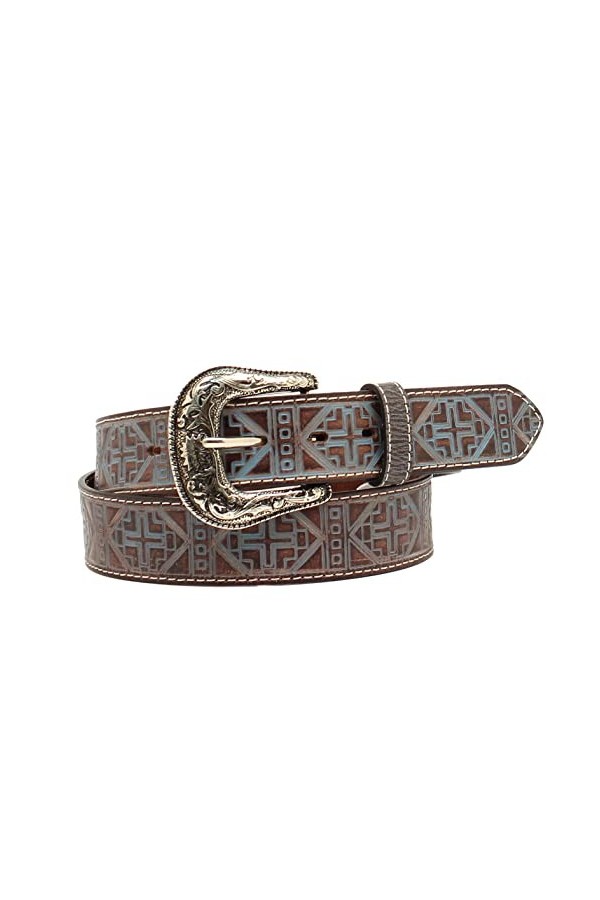 ARIAT Ceinture pour femme à motif croix 3,8 cm, bleu, Medium