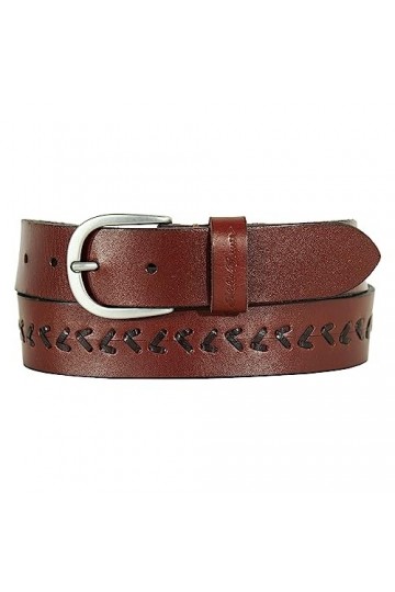 Eddie Bauer Ceinture en Cuir avec Lacets au Milieu, Marron Clair, Femme