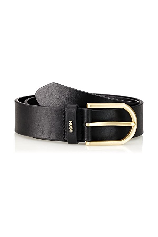 HUGO Femmes Zoey Belt 3,5cm Ceinture en cuir avec boucle à ardillon et logo doré