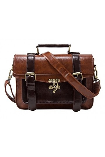 ECOSUSI Sac Bandoulière pour Femme Sac à Main Vintage Sac Porté Epaule Rétro Sac Messenger pour Femme Marron 