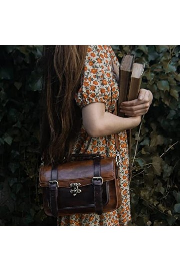 ECOSUSI Sac Bandoulière pour Femme Sac à Main Vintage Sac Porté Epaule Rétro Sac Messenger pour Femme Marron 