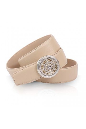 Anthoni Crown Ledergürtel Ceinture, Beige, 80 cm Femme