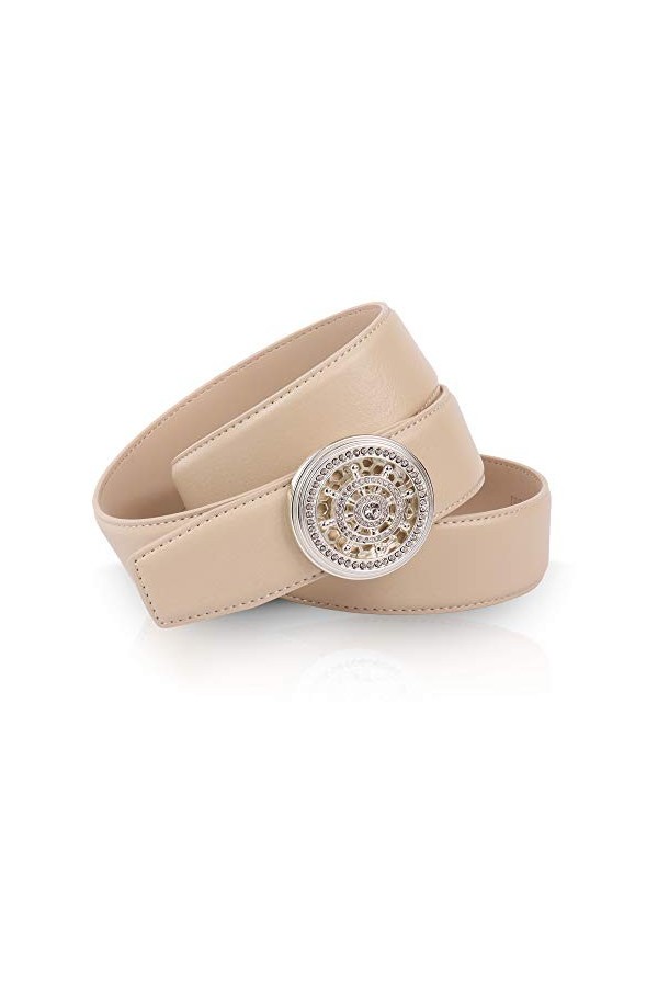 Anthoni Crown Ledergürtel Ceinture, Beige, 80 cm Femme