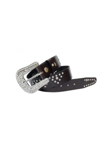 JF-Reitsport Western Style Rhinestone Belt 32 inches Cowboy Cowgirl Unisex, Black