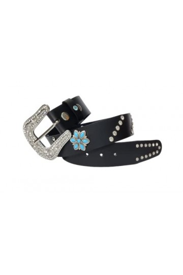 JF-Reitsport Western Style Rhinestone Belt 32 inches Cowboy Cowgirl Unisex, Black