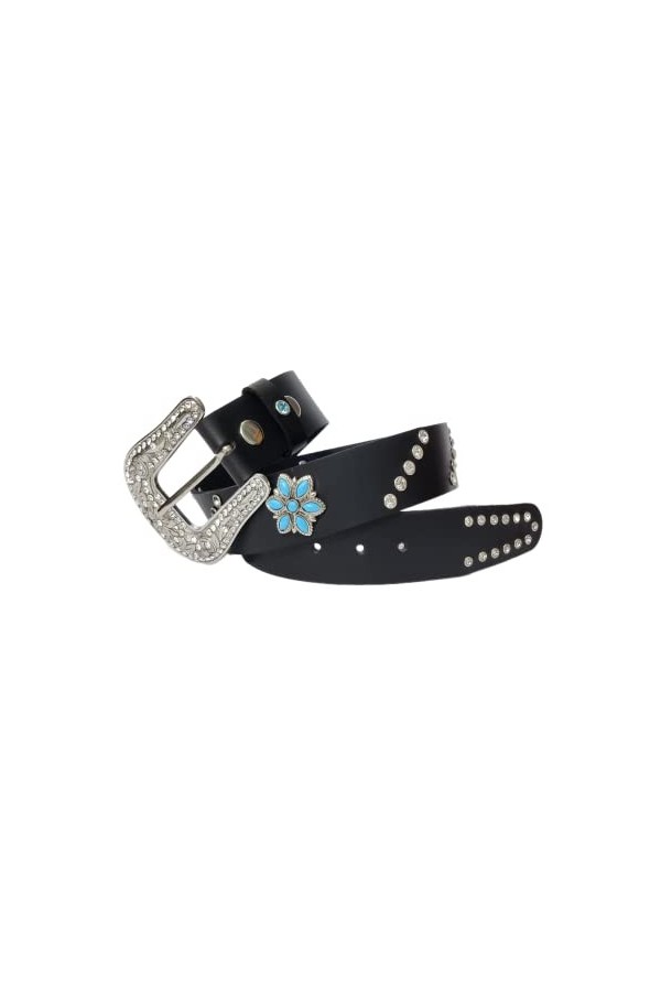 JF-Reitsport Western Style Rhinestone Belt 32 inches Cowboy Cowgirl Unisex, Black
