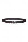 Armani Exchange Ceinture à Boucle avec Logo Skinny AX, Black, 95 Femme