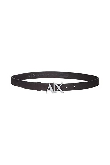 Armani Exchange Ceinture à Boucle avec Logo Skinny AX, Black, 95 Femme