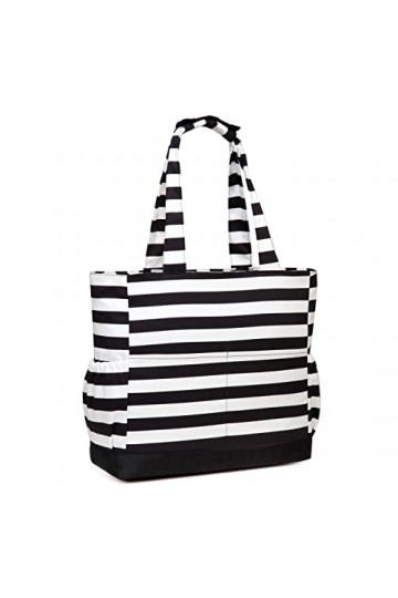 VASCHY Sac de Plage, Résistant à lEau Grand Cabas Femme Pliable Léger Sac à Bandoulière dÉté avec Fermeture à Glissière et 