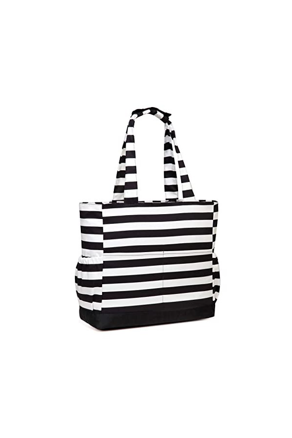 VASCHY Sac de Plage, Résistant à lEau Grand Cabas Femme Pliable Léger Sac à Bandoulière dÉté avec Fermeture à Glissière et 