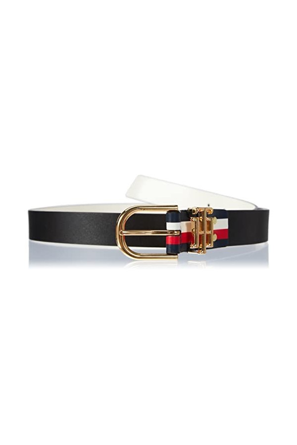 Tommy Hilfiger TH LUX 3.0 Reversible Ceinture, Black/Ivory, 80 Femme