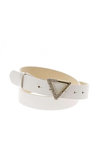 GUESS Ceinture fibia strass femme, blanc, M