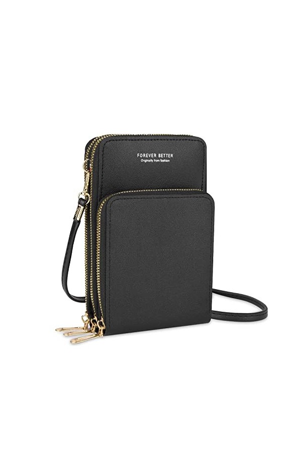 flintronic Petit Sac Téléphone Portable Femme, Mini Sac à Bandoulière en Cuir PU Pochette à Écran Tactile avec Bandoulière Ré