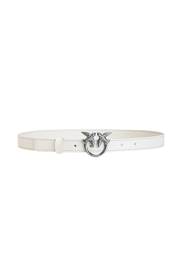Pinko Love Berry Simply H2 Belt Vis Ceinture, Z14o_Blanc-Old Silver, S Femme