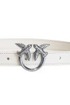 Pinko Love Berry Simply H2 Belt Vis Ceinture, Z14o_Blanc-Old Silver, S Femme