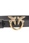 Pinko Love Berry H2 Belt Veau Set Ceinture, Z99q_Noir-Antique Gold, M Femme