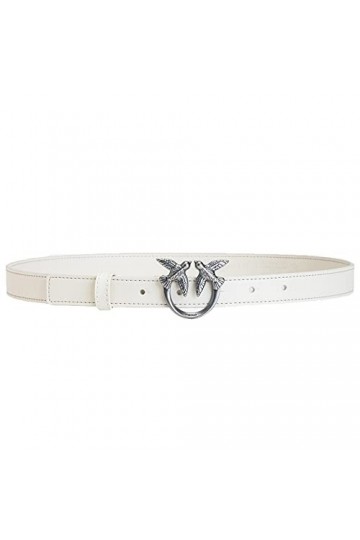 Pinko Love Berry Simply H2 Belt Vis Ceinture, Z14o_Blanc-Old Silver, S Femme