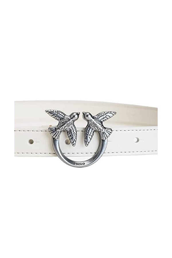 Pinko Love Berry Simply H2 Belt Vis Ceinture, Z14o_Blanc-Old Silver, S Femme