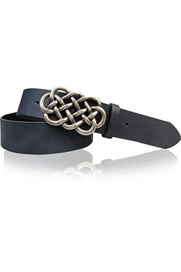 Fronhofer Ceinture en cuir véritable pour femmes, boucle celtique en argent 4 cm 1.57 18220, Taille:Taille 105 cm, Couleur: