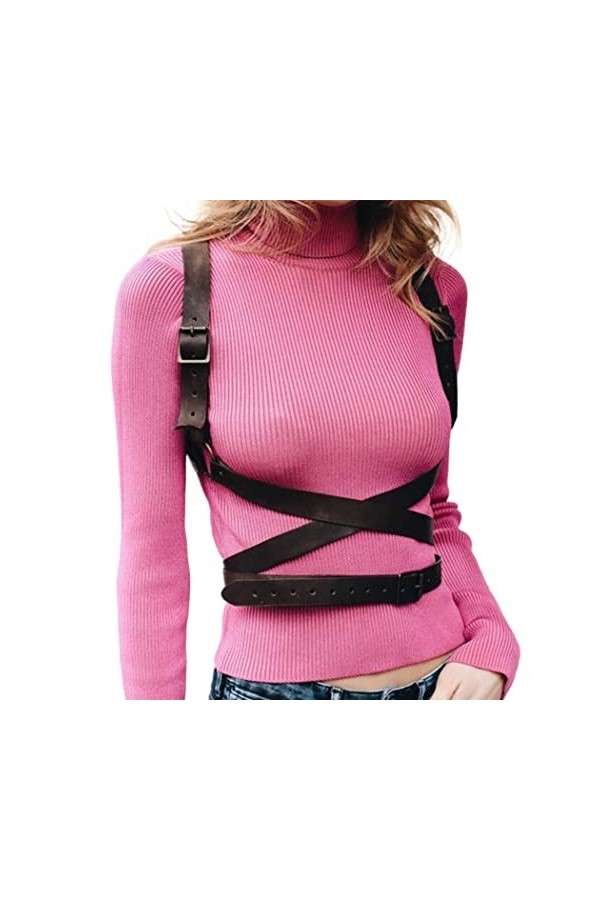 Bodiy Ceinture de taille punk pour femme en cuir synthétique avec bretelles réglables pour robe de chemise dHalloween, 3, ta