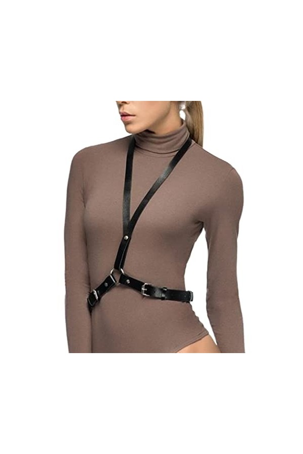 Bodiy Ceinture de taille punk pour femme en cuir synthétique avec bretelles réglables pour robe de chemise dHalloween, 3, ta
