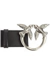 Pinko Love Berry Simply H4 Belt Vis Ceinture, Z99o_Noir-Old Silver, M Femme