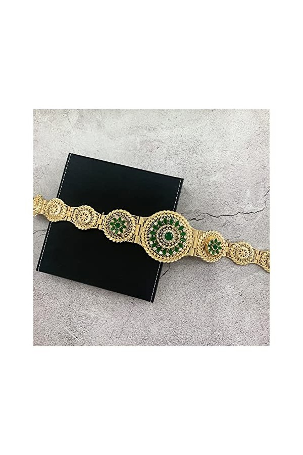 Ceinture Pensée marocaine Caftan Mariage Or Argent Couleur Métal Courroie for Femmes Cristal Taille Bijoux Corps Body Belt L