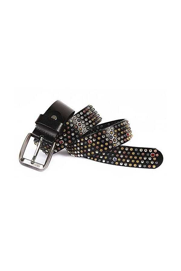 Heqianqian Ceinture Jeans Pyramid Ceinture Punk Rock Rivet Clouté Design Ceinture Punk en Cuir Élégant pour Hommes Femmes Co