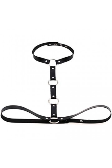 Ceinture gothique en cuir synthétique pour femme avec anneaux toriques