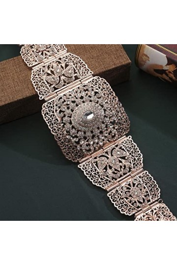 Ceintures de mariage en plaqué or de luxe Arabesque Design Ceintures en strass vert rouge pour femmes Bijoux de mariée du Moy