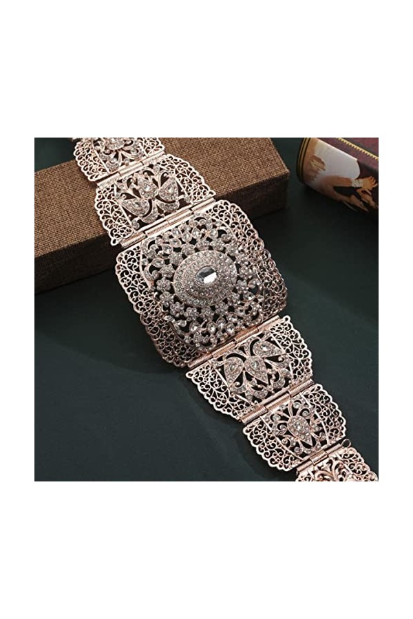 Ceintures de mariage en plaqué or de luxe Arabesque Design Ceintures en strass vert rouge pour femmes Bijoux de mariée du Moy