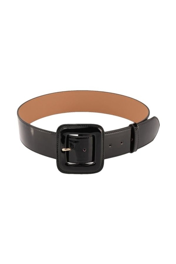 Disimlarl Ceinture fine en cuir verni rétro avec robe pour femme, Noir , taille unique