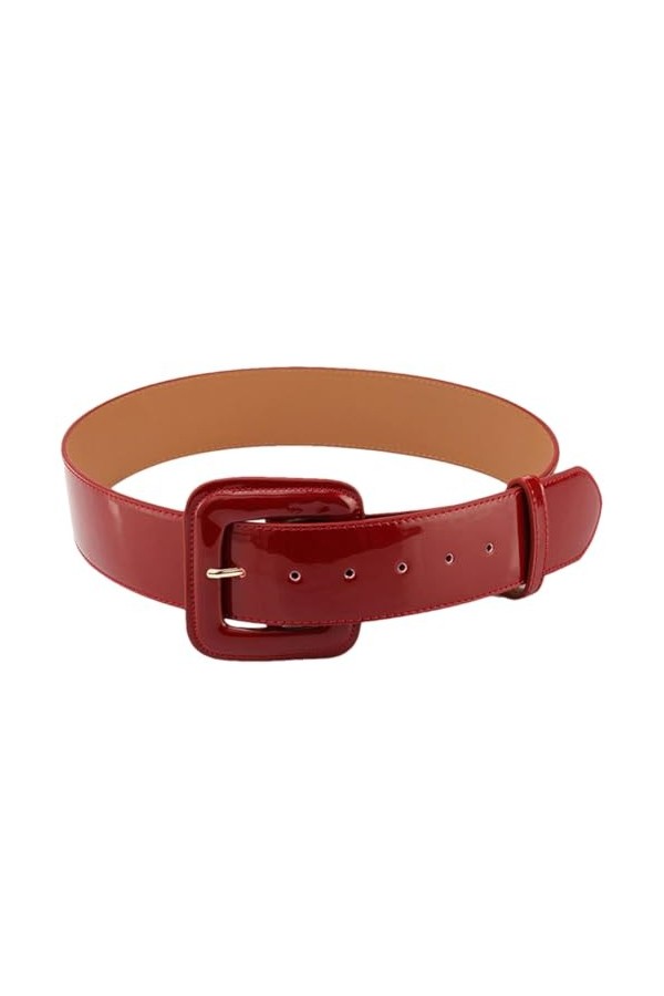 Disimlarl Ceinture fine en cuir verni rétro avec robe pour femme, Noir , taille unique