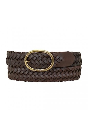 Eddie Bauer Ceinture en Cuir tissé avec Barre Centrale-Marron, Femme
