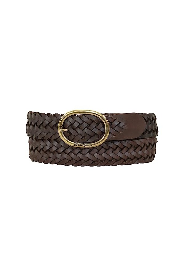 Eddie Bauer Ceinture en Cuir tissé avec Barre Centrale-Marron, Femme