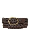 Eddie Bauer Ceinture en Cuir tissé avec Barre Centrale-Marron, Femme