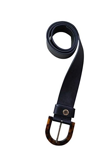 Tommy Hilfiger Ceinture en cuir pour femme avec boucle en D Motif léopard Noir - Noir - 75 cm