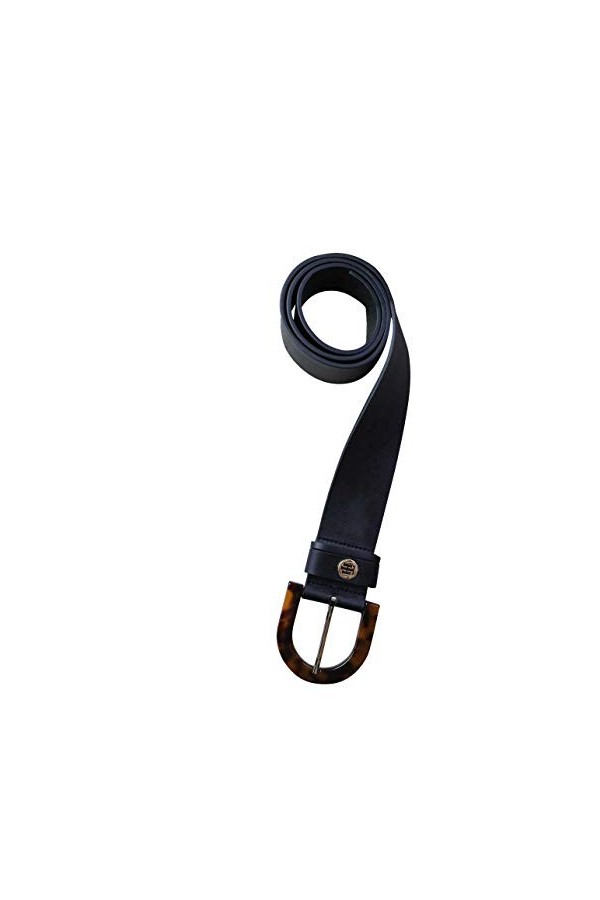 Tommy Hilfiger Ceinture en cuir pour femme avec boucle en D Motif léopard Noir - Noir - 75 cm