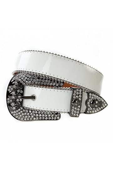 Mkjuuior Bracelet en Cuir Rose Diamants Ceintures pour Femmes Western Cowgirl Cowboy Diamant Bling Jeans Ceinture