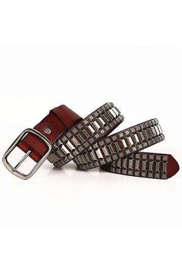 Heqianqian Ceinture Ceinture en Cuir à Clous Ceinture Punk Ceinture en Cuir véritable pour Cadeaux pour Hommes Femmes Color 