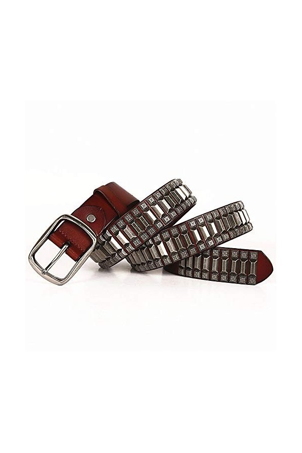 Heqianqian Ceinture Ceinture en Cuir à Clous Ceinture Punk Ceinture en Cuir véritable pour Cadeaux pour Hommes Femmes Color